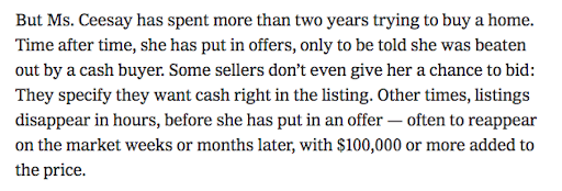 Excerpt from NYT article about being priced out of housing market