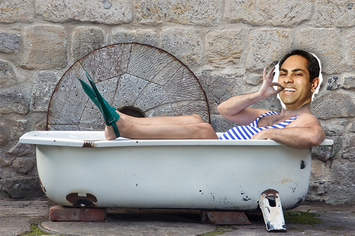 Ramit in a bathtub