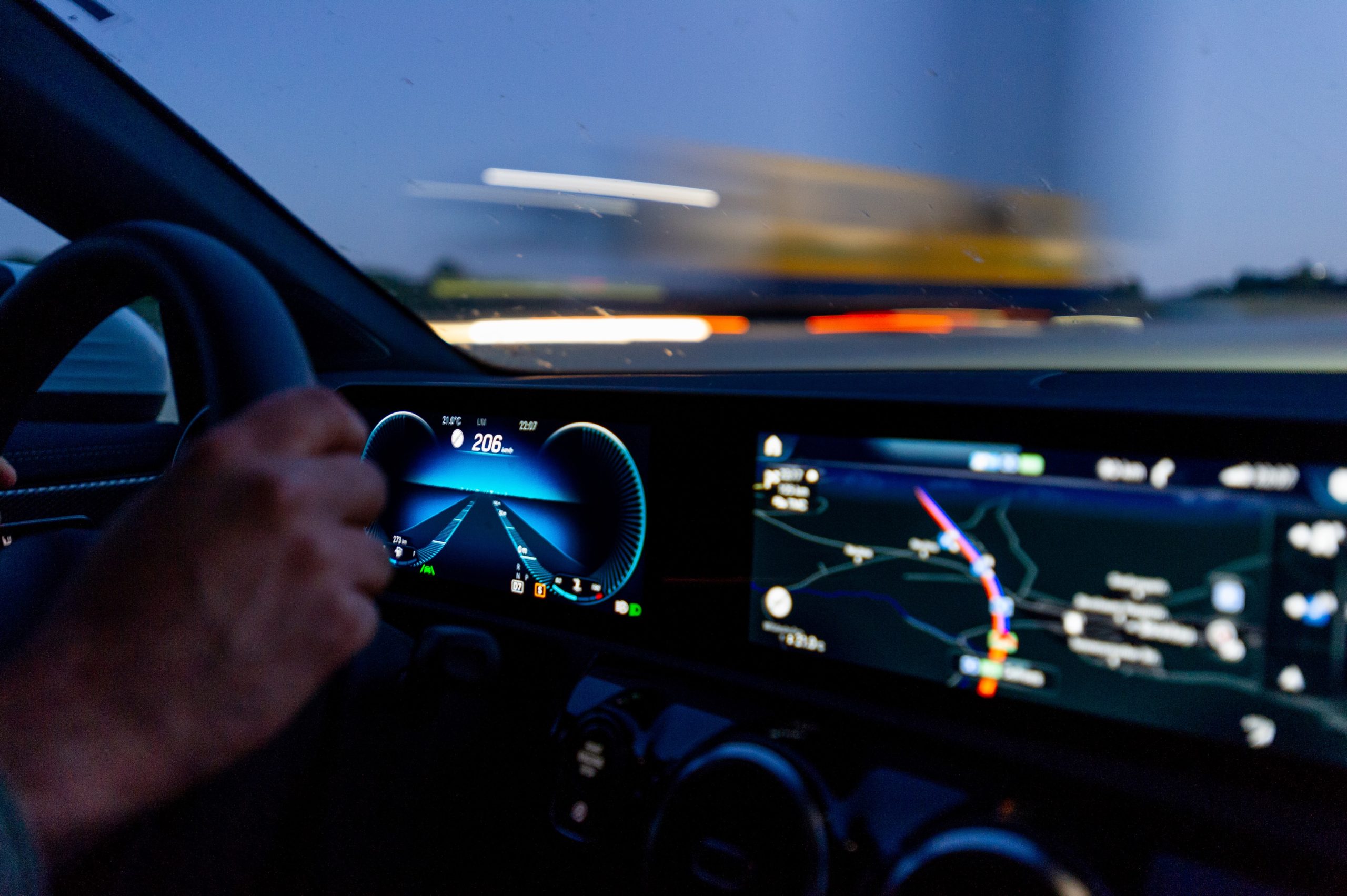 car speeding at night