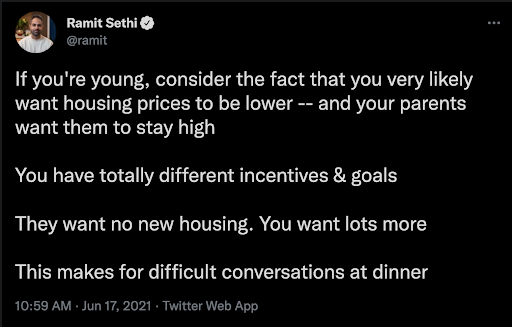 Tweet about housing prices